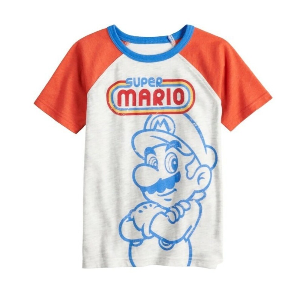 SONOMA Boys Size 4 Goods For Life Super Mario Bros Retro Crew Neck Raglan TShirt